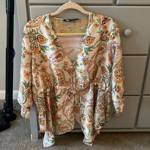 Colorful Zara satin blouse